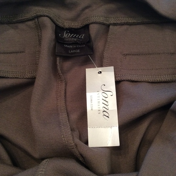 Soma Perfect Ponte Contour Pants, Olive, Size Large, Wide Leg, Stretch, NWT - Picture 4 of 7